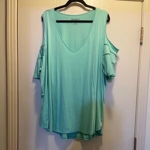 Roaman's Mint Green Cold Shoulder Tee Size 26/28